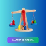 Balanza de madera .Balanza de educativa de madera